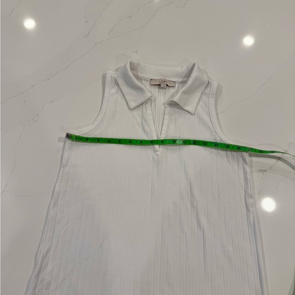 LOFT Ribbed Collared Tank Top White - Picture 4 of 7